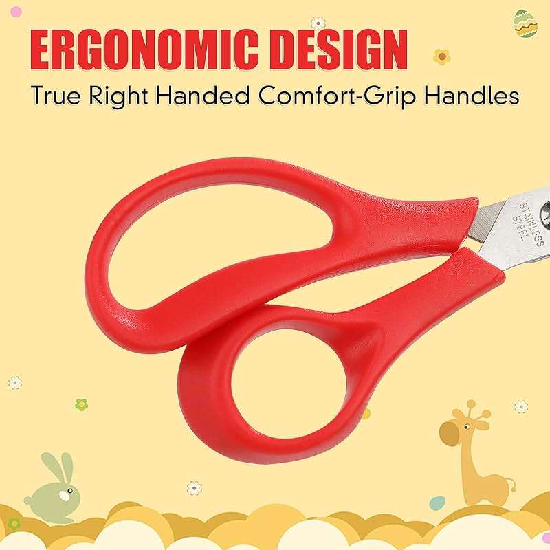 BURVAGY 16Pack 5.5" Safety Small School Kids Student Round Blunt Tip Craft Scissors Bulk, Stainless Steel Blades Comfort Grip Scissors for Kid Children Kindergarten Cutting Paper - Image 5