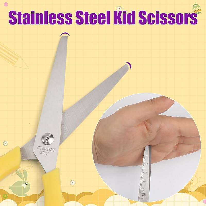 BURVAGY 16Pack 5.5" Safety Small School Kids Student Round Blunt Tip Craft Scissors Bulk, Stainless Steel Blades Comfort Grip Scissors for Kid Children Kindergarten Cutting Paper - Image 7