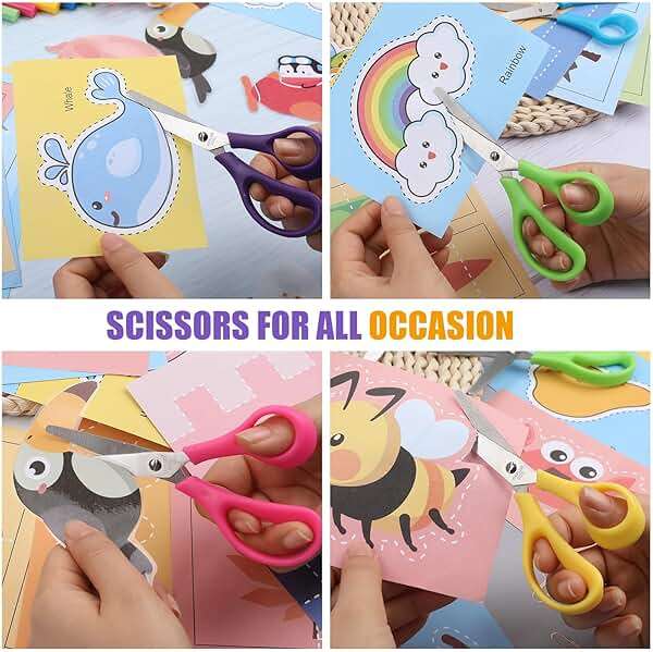 BURVAGY 16Pack 5.5" Safety Small School Kids Student Round Blunt Tip Craft Scissors Bulk, Stainless Steel Blades Comfort Grip Scissors for Kid Children Kindergarten Cutting Paper - Image 8