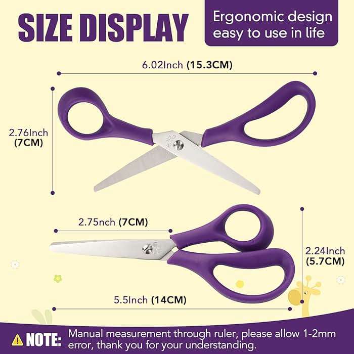 BURVAGY 16Pack 5.5" Safety Small School Kids Student Round Blunt Tip Craft Scissors Bulk, Stainless Steel Blades Comfort Grip Scissors for Kid Children Kindergarten Cutting Paper - Image 9