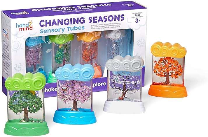 hand2mind Changing Seasons Sensory Tubes, Calm Down Corner Supplies, Quiet Fidgets, Travel Toddler Toys, Preschool Classroom Must Haves, Hands-On Stress Relief Toy, Anxiety Relief Items for Kids - Image 1