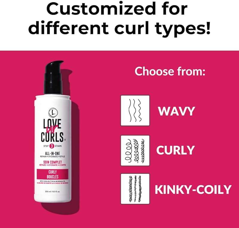 Love Ur Curls - Shampoo, Conditioner, Curly All In One Styler to repair, define and hydrate hair and Irish Sea Moss Gel for touchable hold - Image 2
