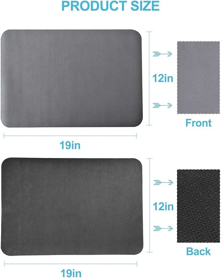 Dish Drying Mat for Kitchen Counter, 12"x19" Dish Drying Pad with Non-slip Rubber Backed, Hide Stain Anti Absorbent for Kitchen Counter, Drying Mat for Coffee Machine Dish Rack (Grey) - Image 2