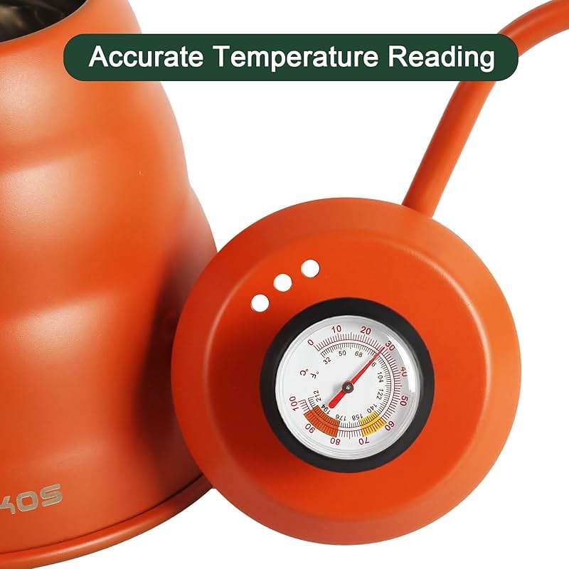 Fooikos Gooseneck Kettle with Thermometer for Pour Over Coffee & Tea, 42 fl oz, Premium Stainless Steel, Accurate Temperature Control, Ideal Spout for Precision Pouring, Compatible with Stovetops - Image 5