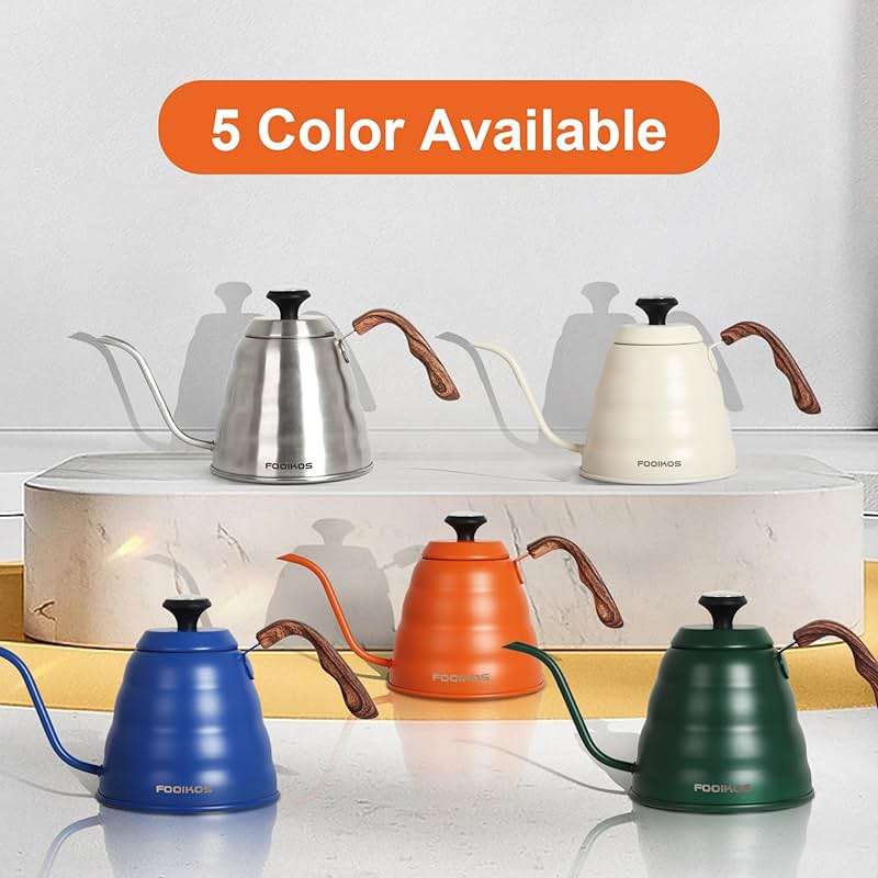 Fooikos Gooseneck Kettle with Thermometer for Pour Over Coffee & Tea, 42 fl oz, Premium Stainless Steel, Accurate Temperature Control, Ideal Spout for Precision Pouring, Compatible with Stovetops - Image 9