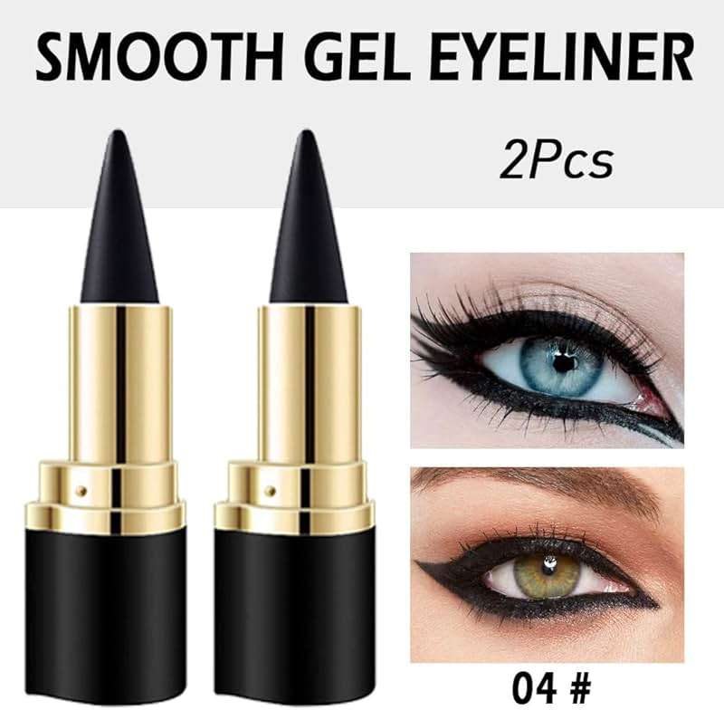 Kaely 2Pcs Gel Eyeliner Pencil, Natural Black Eyeliner Cream, Liquid Eye Liner Pencils for Older Women Waterproof, Smoky Eyeshadow Palette Goth Halloween Makeup Kit, delineador de ojos contra el agua - Image 2