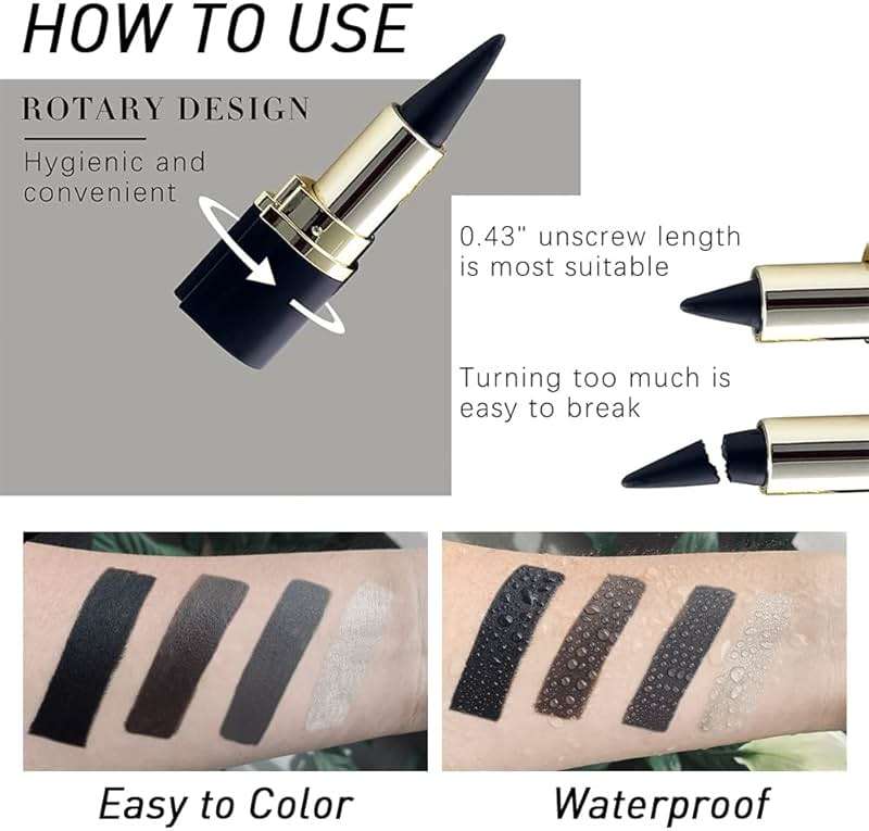 Kaely 2Pcs Gel Eyeliner Pencil, Natural Black Eyeliner Cream, Liquid Eye Liner Pencils for Older Women Waterproof, Smoky Eyeshadow Palette Goth Halloween Makeup Kit, delineador de ojos contra el agua - Image 6