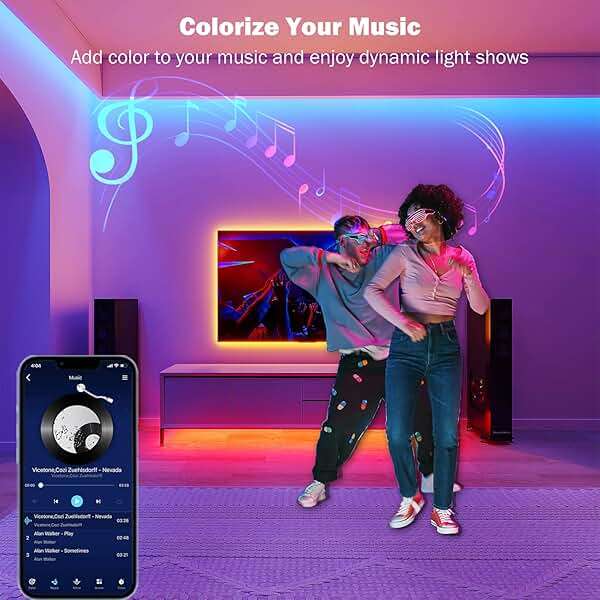 Leeleberd Led Lights for Bedroom 100 ft (2 Rolls of 50ft) Music Sync Color Changing RGB Led Strip Lights with Remote App Control Bluetooth Led Strip, Lights for Room Home Kitchen Party Decor - Image 4