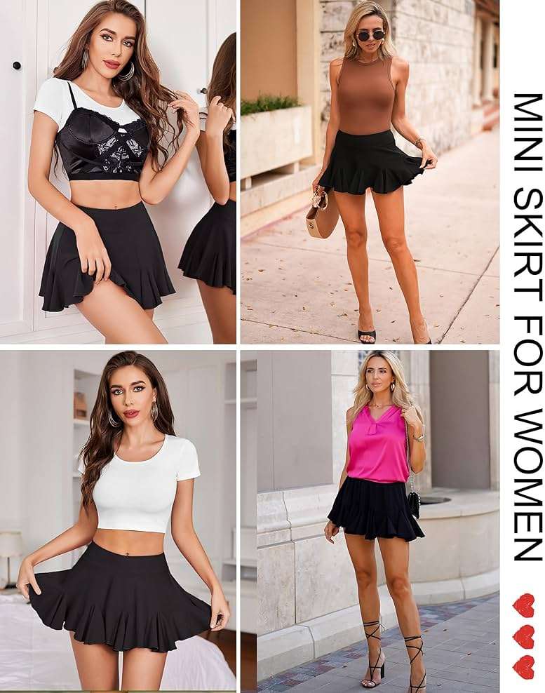 Avidlove Mini Skirt for Women Sexy Pleated Skirts High Waist Skater Skirt Ruffle Lingerie Skirts - Image 4
