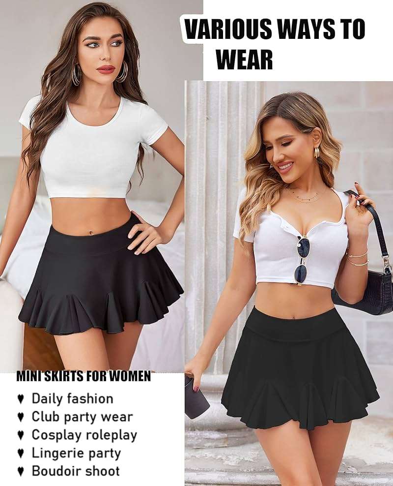 Avidlove Mini Skirt for Women Sexy Pleated Skirts High Waist Skater Skirt Ruffle Lingerie Skirts - Image 5