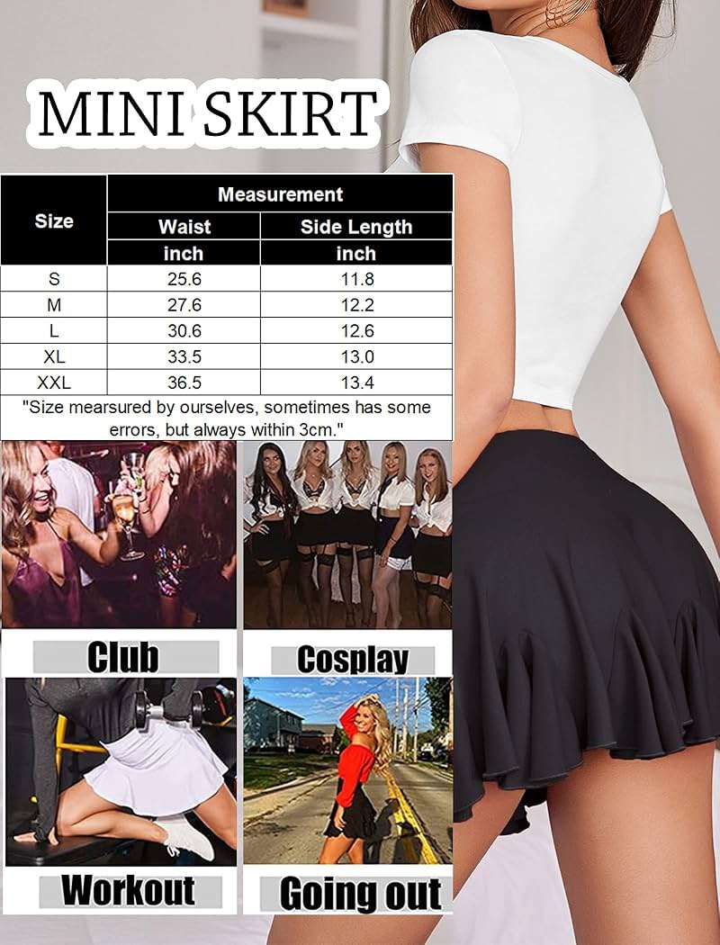 Avidlove Mini Skirt for Women Sexy Pleated Skirts High Waist Skater Skirt Ruffle Lingerie Skirts - Image 7