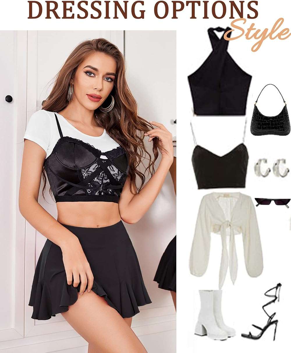 Avidlove Mini Skirt for Women Sexy Pleated Skirts High Waist Skater Skirt Ruffle Lingerie Skirts - Image 9