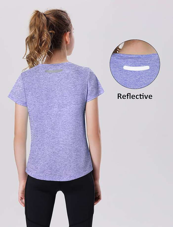 EXARUS Girls Athletic Shirts Quick Dry T Shirts Short Sleeve Tee Workout Activewear Soccer Sports Tops for Tween Kids - Image 4