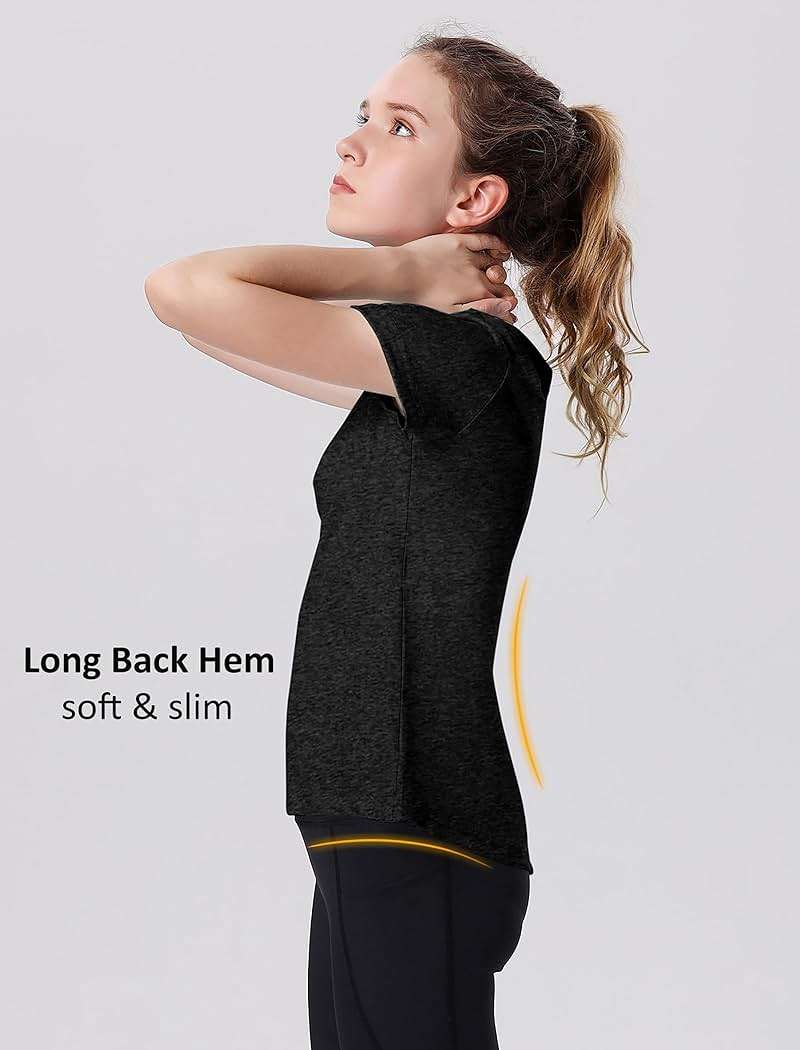 EXARUS Girls Athletic Shirts Quick Dry T Shirts Short Sleeve Tee Workout Activewear Soccer Sports Tops for Tween Kids - Image 5