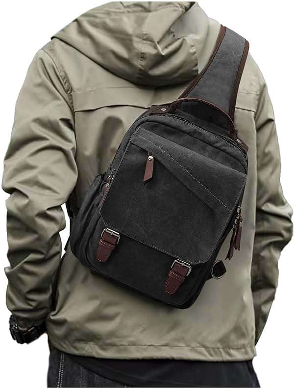 Messenger bag for Men,Small Sling Crossbody Backpack Shoulder Bag for Men Women,canvas Strap Backpack Sling Bag - Image 1