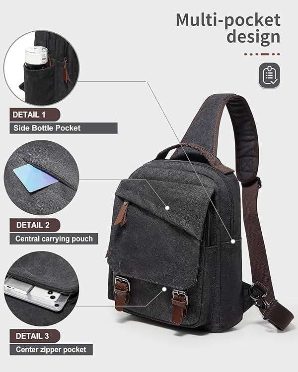 Messenger bag for Men,Small Sling Crossbody Backpack Shoulder Bag for Men Women,canvas Strap Backpack Sling Bag - Image 2