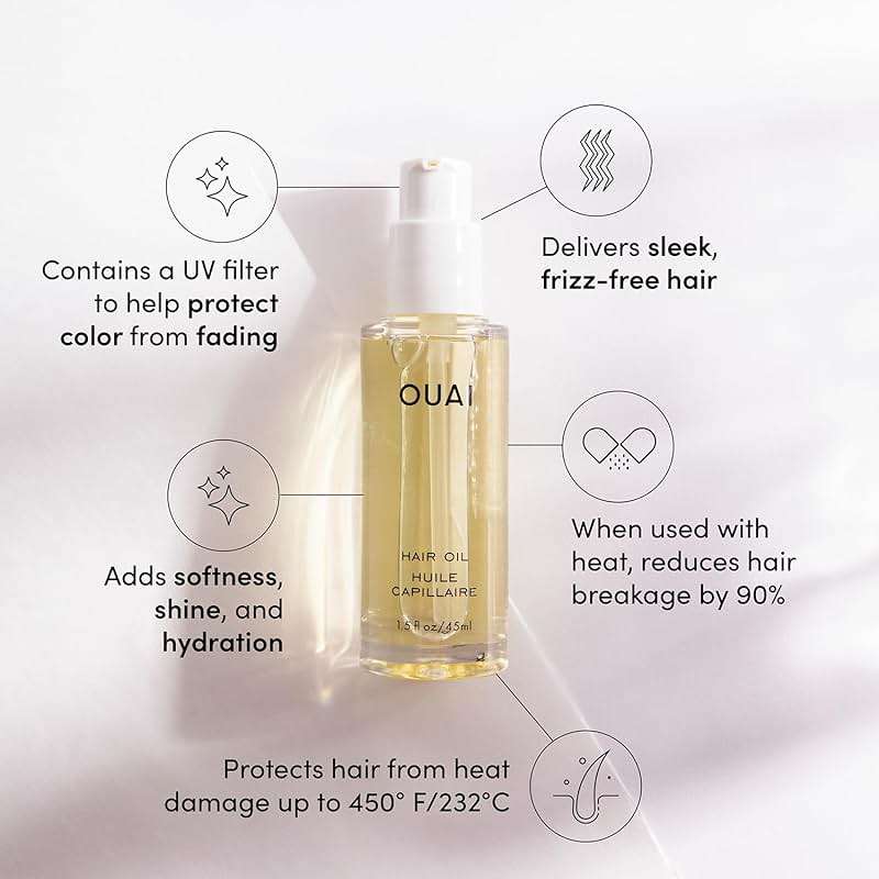 OUAI Hair Oil Travel Size - Hair Heat Protectant Oil for Frizz Control - Adds Shine and Smooths Split Ends - Color Safe Formula - Paraben, Phthalate and Sulfate Free (0.45 oz) - Image 2