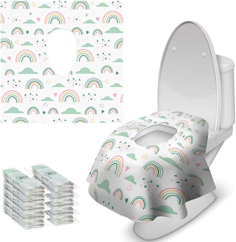 Blissful Diary 20 Pcs Toilet Seat Covers Disposable for Toddlers & Adults, Extra Large Waterproof, Portable Package for Travel, Kids Potty Training - Image 1