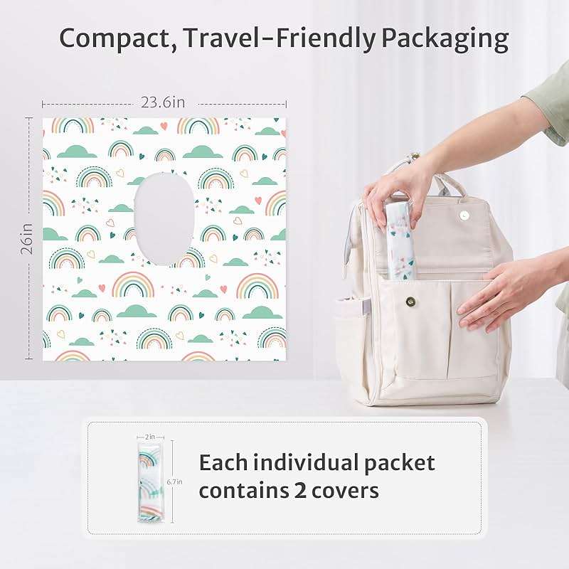 Blissful Diary 20 Pcs Toilet Seat Covers Disposable for Toddlers & Adults, Extra Large Waterproof, Portable Package for Travel, Kids Potty Training - Image 2
