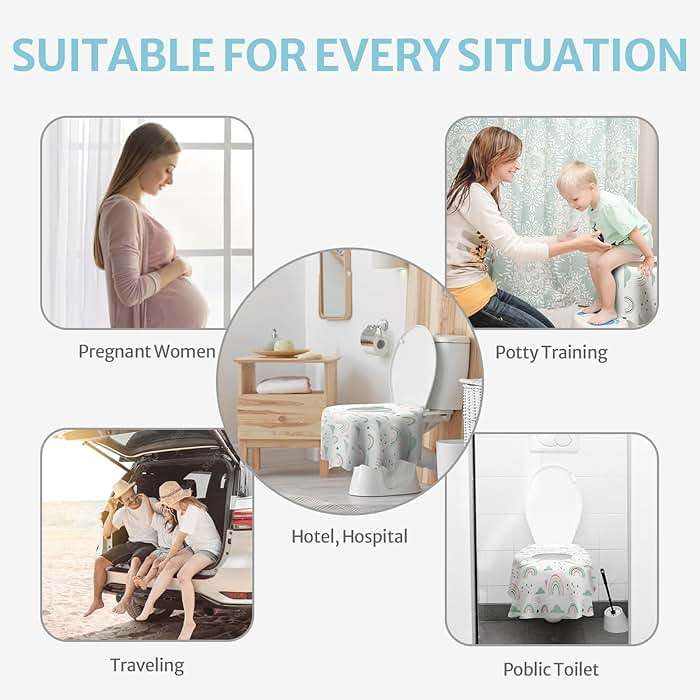 Blissful Diary 20 Pcs Toilet Seat Covers Disposable for Toddlers & Adults, Extra Large Waterproof, Portable Package for Travel, Kids Potty Training - Image 7
