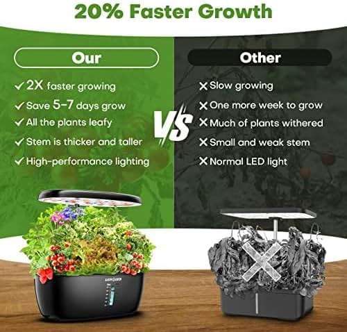 Ahopegarden Indoor Garden Hydroponics Growing System: 12 Pods Plant Germination Kit Garden Kit Growth Lamp Countertop with LED Grow Light Hydrophonic Planter Grower Harvest Vegetable Lettuce - Image 7