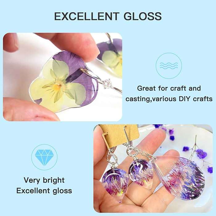 JDiction 400g UV Resin, New Formula Crystal Clear UV Resin Solar Cure Sunlight Activated Hard UV Resin Kit for Jewelry Making, Casting and Coating DIY Crafts - Image 6