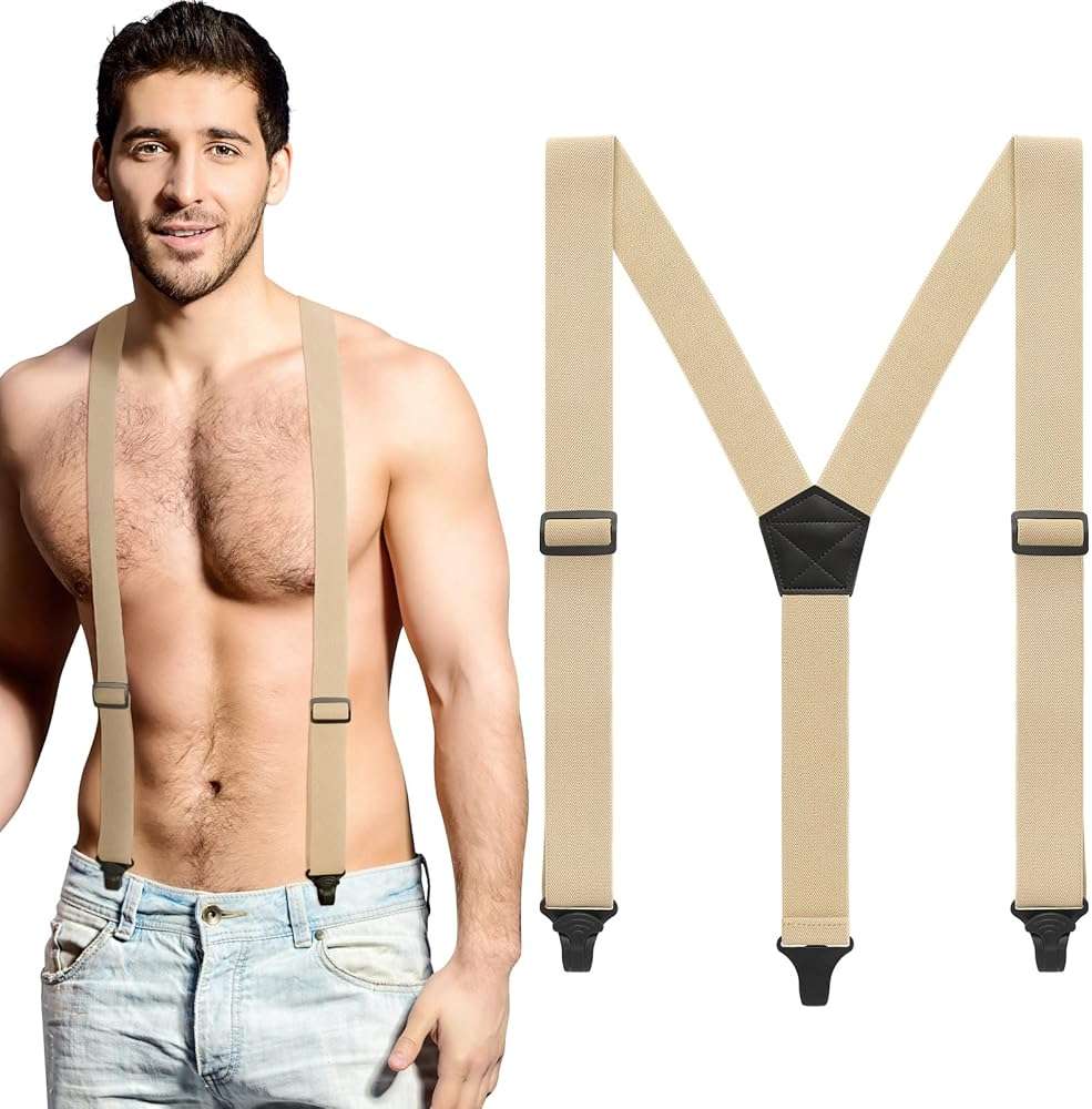 Jiuguva Men Hidden Undershirt Suspender Under Clothing Airport Friendly Strap Y 1.5in Athletic Suspender Heavy Duty for Jeans - Image 1
