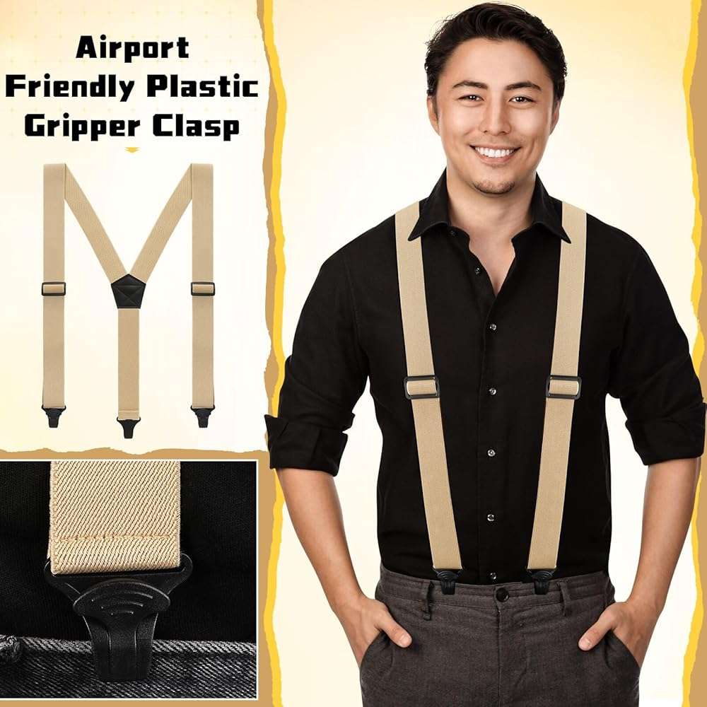 Jiuguva Men Hidden Undershirt Suspender Under Clothing Airport Friendly Strap Y 1.5in Athletic Suspender Heavy Duty for Jeans - Image 3