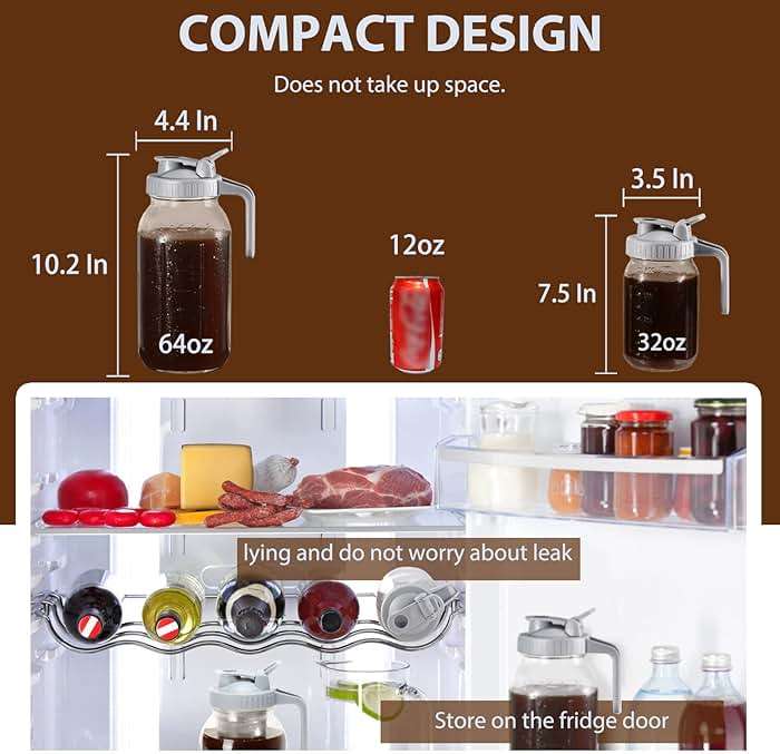 Cold Brew Coffee Maker Pitcher, 64 Oz Heavy Duty Wide Mouth Glass Mason Jar pour spout Lid with Stainless Steel Filter for Iced Coffee, Ice Lemonade, Fruit Drinks, Sun Tea - Image 2