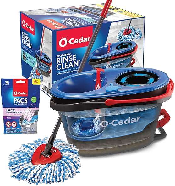 O-Cedar EasyWring RinseClean Microfiber Spin Mop & Bucket Floor Cleaning System with Lavender Pac (Variety Pack) - Image 1