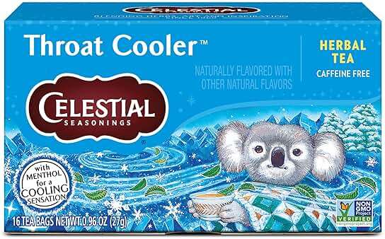 Celestial Seasonings Throat Cooler Herbal Tea, Caffeine Free, 16 Tea Bags Box - Image 1