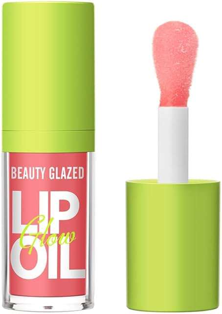 Beauty Glazed Big Brush Head Lip Oil, Ultra-Hydrating & Nourishing, Smooth Glossy Finish Lip Glow Oil, Shiny and Vegan Tinted Lip Gloss, Non-Sticky Formula (102# KISSY) - Image 1