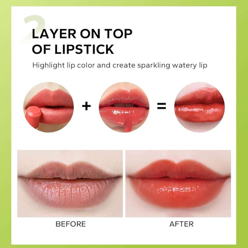 Beauty Glazed Big Brush Head Lip Oil, Ultra-Hydrating & Nourishing, Smooth Glossy Finish Lip Glow Oil, Shiny and Vegan Tinted Lip Gloss, Non-Sticky Formula (102# KISSY) - Image 7