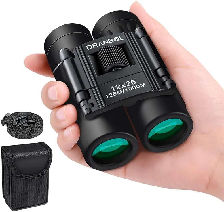 DRANBOL 12X25 Mini Pocket Binoculars for Adults Kids, Small Compact Binoculars for Bird Watching, Opera Concert - Image 1