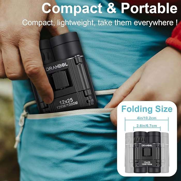 DRANBOL 12X25 Mini Pocket Binoculars for Adults Kids, Small Compact Binoculars for Bird Watching, Opera Concert - Image 6