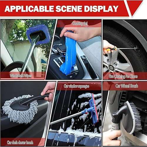 56Pcs Car Wash Cleaning Kit with Foam Gun, Car Wash Brush with Long Handle, Car Detailing Kit, Car Wheel Brush for Car Cleaning Supplies, Adjustable Hose Wash Sprayer-Quick Connector to Any Hose - Image 6