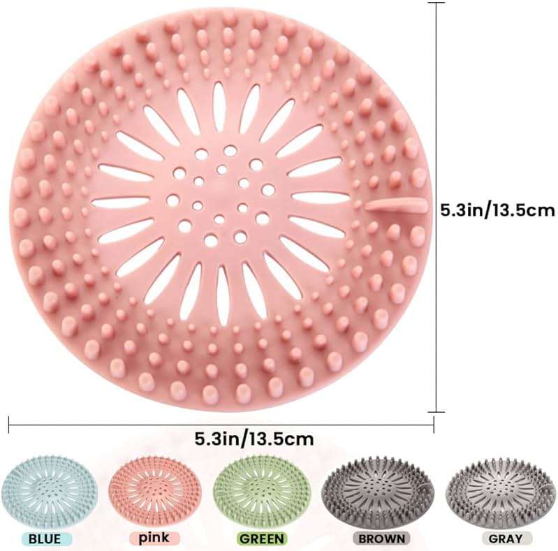 5 Pack Hair Catcher Durable Silicone Hair Stopper Shower Drain Covers, Easy to Install and Clean for Bathroom Bathtub Kitchen - Image 2