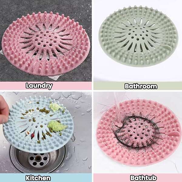 5 Pack Hair Catcher Durable Silicone Hair Stopper Shower Drain Covers, Easy to Install and Clean for Bathroom Bathtub Kitchen - Image 4