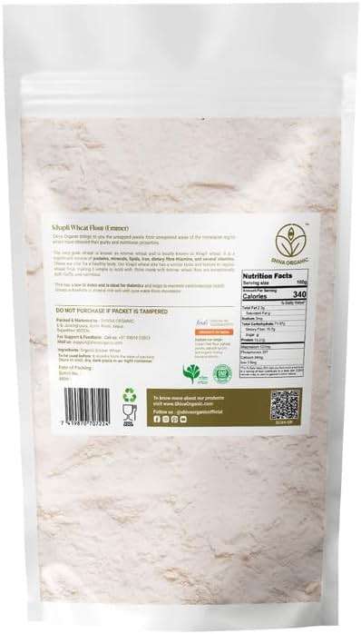 Shiva Organic Raw Khapli Wheat Atta 52.91 oz (1.5kg) – Ancient Emmer Stone Ground Flour | Low Gluten Index and Rich Bran Whole Grain Baking Pack - Image 2