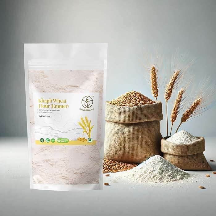 Shiva Organic Raw Khapli Wheat Atta 52.91 oz (1.5kg) – Ancient Emmer Stone Ground Flour | Low Gluten Index and Rich Bran Whole Grain Baking Pack - Image 4