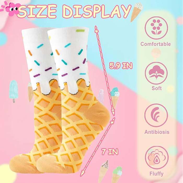 wotemlur Fun Colorful Socks Patterned Funky Happy Women Crew Cute Sock Combed Cotton Stockings - Image 2
