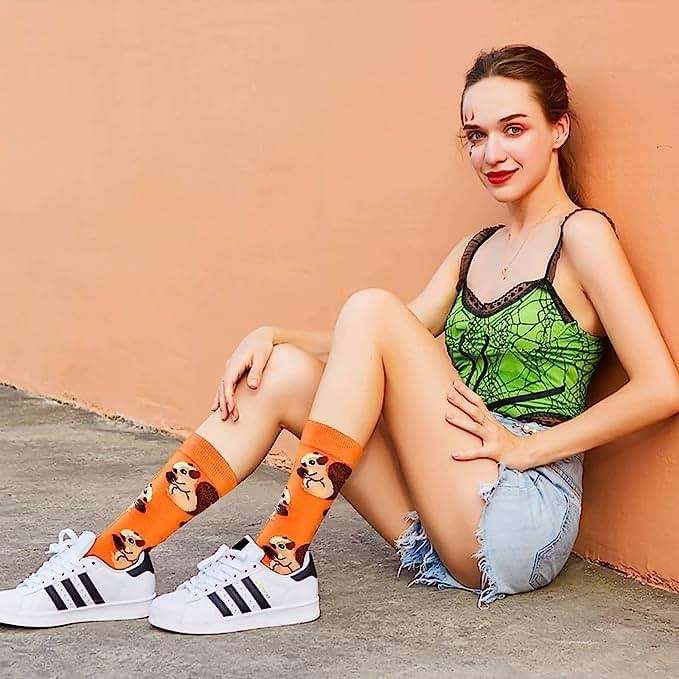 wotemlur Fun Colorful Socks Patterned Funky Happy Women Crew Cute Sock Combed Cotton Stockings - Image 4