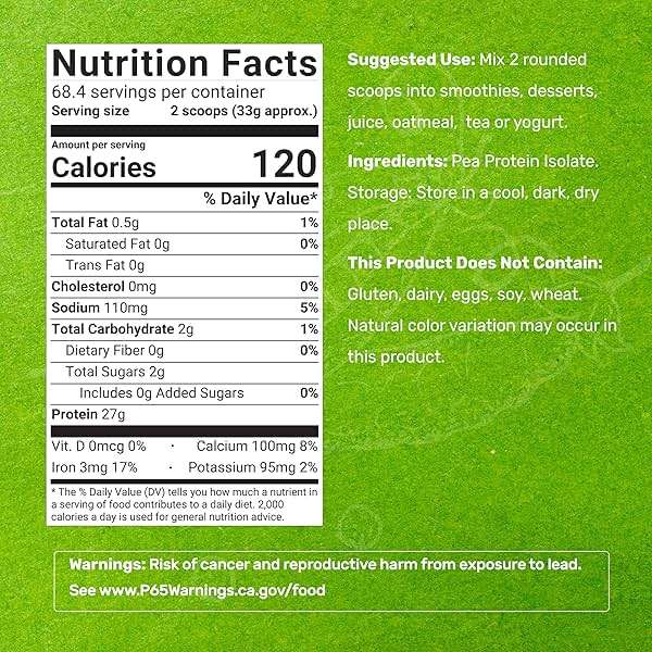 DEAL SUPPLEMENT Unflavored Pea Protein Powder, 5lbs – Premium North American Grown Peas – Easily Digested Isolate Form – Great for Shakes, Bars, or Snacks – 27g Protein Serving, Soy Free, Vegan - Image 2