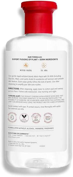 Thayers 2% AHA Exfoliating and Brightening Toner with Glycolic Acid, Lactic Acid and Witch Hazel, Smoothing and Pore Refining Skin Care for All Skin Types, 12 Fl Oz​ - Image 2