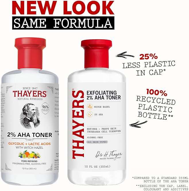 Thayers 2% AHA Exfoliating and Brightening Toner with Glycolic Acid, Lactic Acid and Witch Hazel, Smoothing and Pore Refining Skin Care for All Skin Types, 12 Fl Oz​ - Image 6