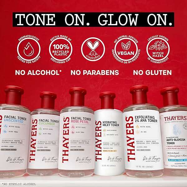 Thayers 2% AHA Exfoliating and Brightening Toner with Glycolic Acid, Lactic Acid and Witch Hazel, Smoothing and Pore Refining Skin Care for All Skin Types, 12 Fl Oz​ - Image 8