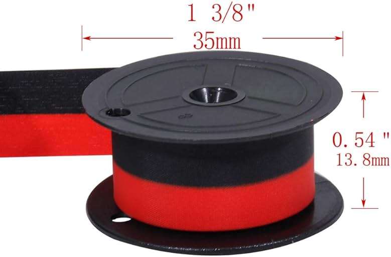 Bigger Replacement for Porelon 11216 Universal Twin Spool Calculator Ribbon for Nukote BR80c, Sharp EL-1197PIII, Dataproducts R3027, Casio DR-210R, Canon MP11DX MP25DV, Black and Red, 3 Pack - Image 3