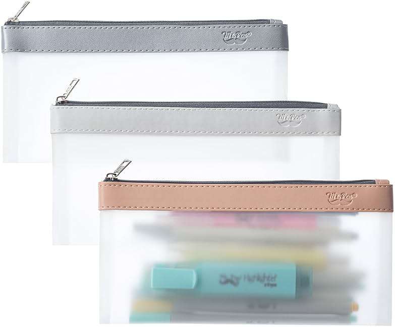 Mr. Pen- Clear Pencil Pouch, 8.50"x4.25", 3 Pack, Durable TPU Material, Medium Water-Resistant Pencil Bags with Smooth Zipper, Multipurpose Clear Pouch for Stationery, School, Office, Travel Supplies - Image 1