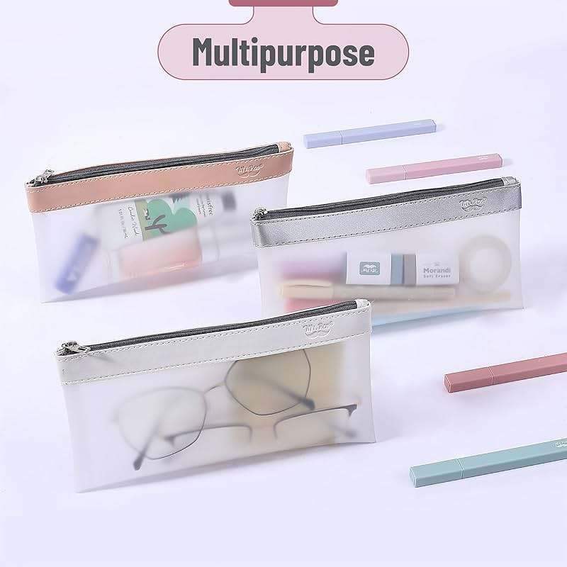 Mr. Pen- Clear Pencil Pouch, 8.50"x4.25", 3 Pack, Durable TPU Material, Medium Water-Resistant Pencil Bags with Smooth Zipper, Multipurpose Clear Pouch for Stationery, School, Office, Travel Supplies - Image 7