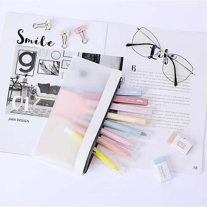 Mr. Pen- Clear Pencil Pouch, 8.50"x4.25", 3 Pack, Durable TPU Material, Medium Water-Resistant Pencil Bags with Smooth Zipper, Multipurpose Clear Pouch for Stationery, School, Office, Travel Supplies - Image 8